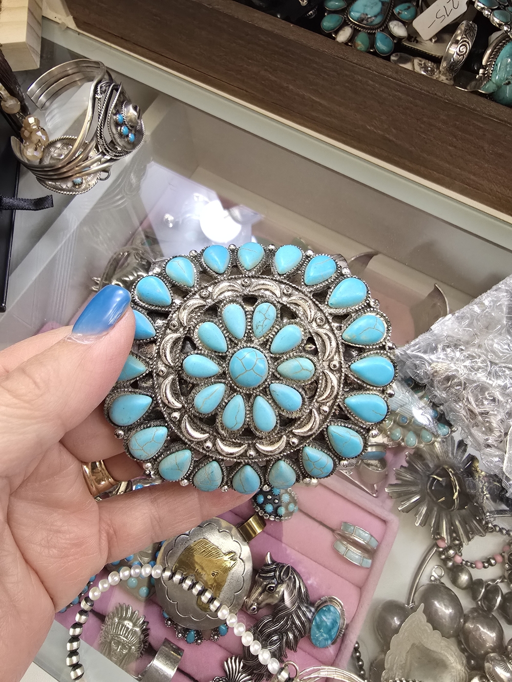 Faux Turquoise Cluster Cuff
